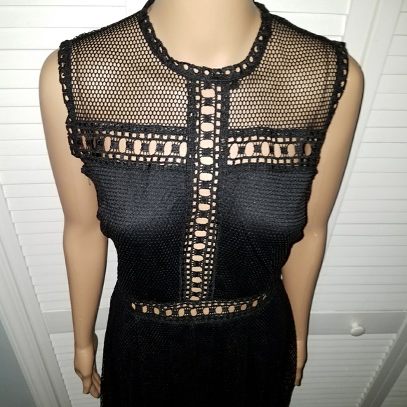 BLACK LACE MIDI SEE THROUGH DRESS - Picture 4 of 7